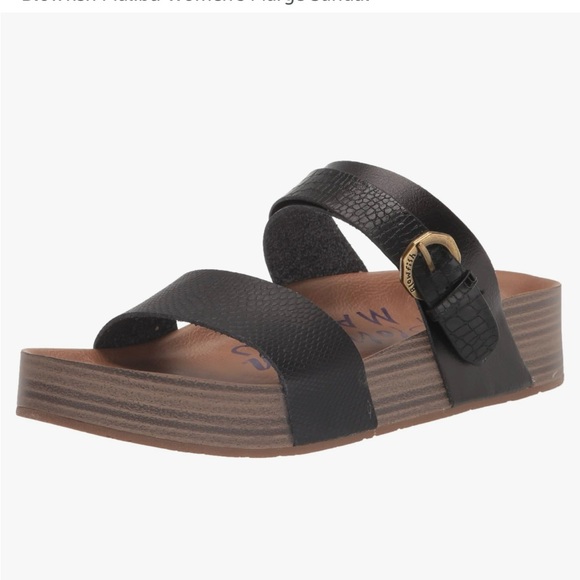 Blowfish Shoes - Blowfish Marge Black Platform Faux Leather Slide Sandals Size 11
